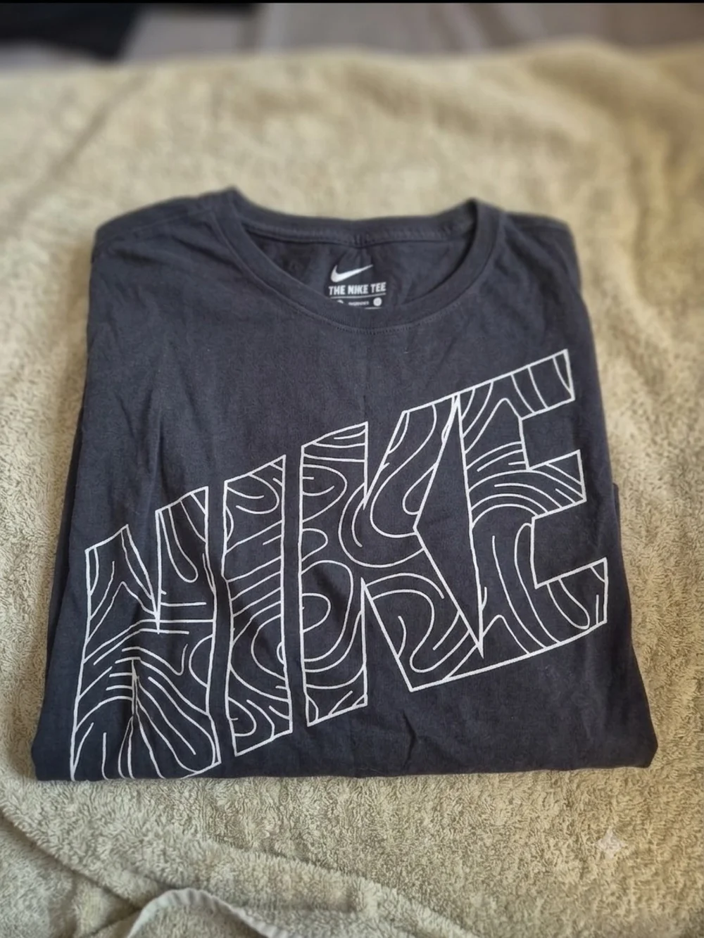 Nike Gray Long Sleeve Tee with White Patterned Logo